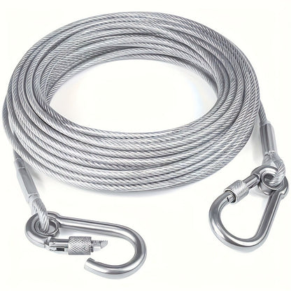 Stainless Steel Dog Leash Reflective Rust-Resistant Heavy Duty Cable Tie-Out for Medium Large Dogs Outdoor Yard Camping 3XL 4XL
