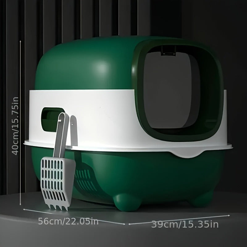Enclosed Cat Litter Box with Odor Control – Foldable Top Entry Design, Splash-Proof Walls, Compact Size for Small Spaces