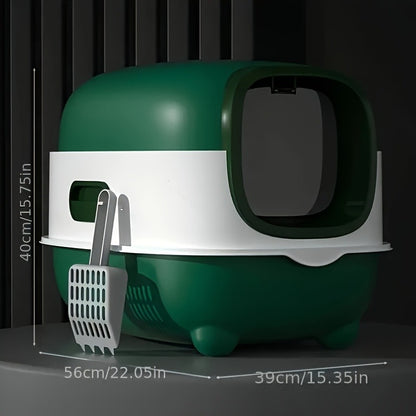 Enclosed Cat Litter Box with Odor Control – Foldable Top Entry Design, Splash-Proof Walls, Compact Size for Small Spaces
