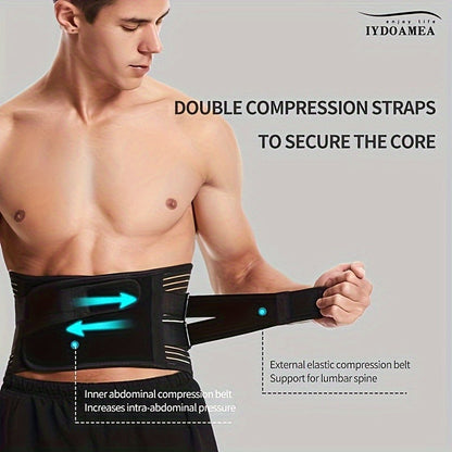 Lumbar Support Belt with 6 Stays & 16-Hole Mesh – Breathable Back Brace for Men Women, Anti-Skid Waist Support for Work