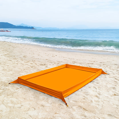 Sand-Wall Beach Mat with Four Stakes and Carry Bag, 140 x 220cm in Six Printed Styles for Outdoor Picnics