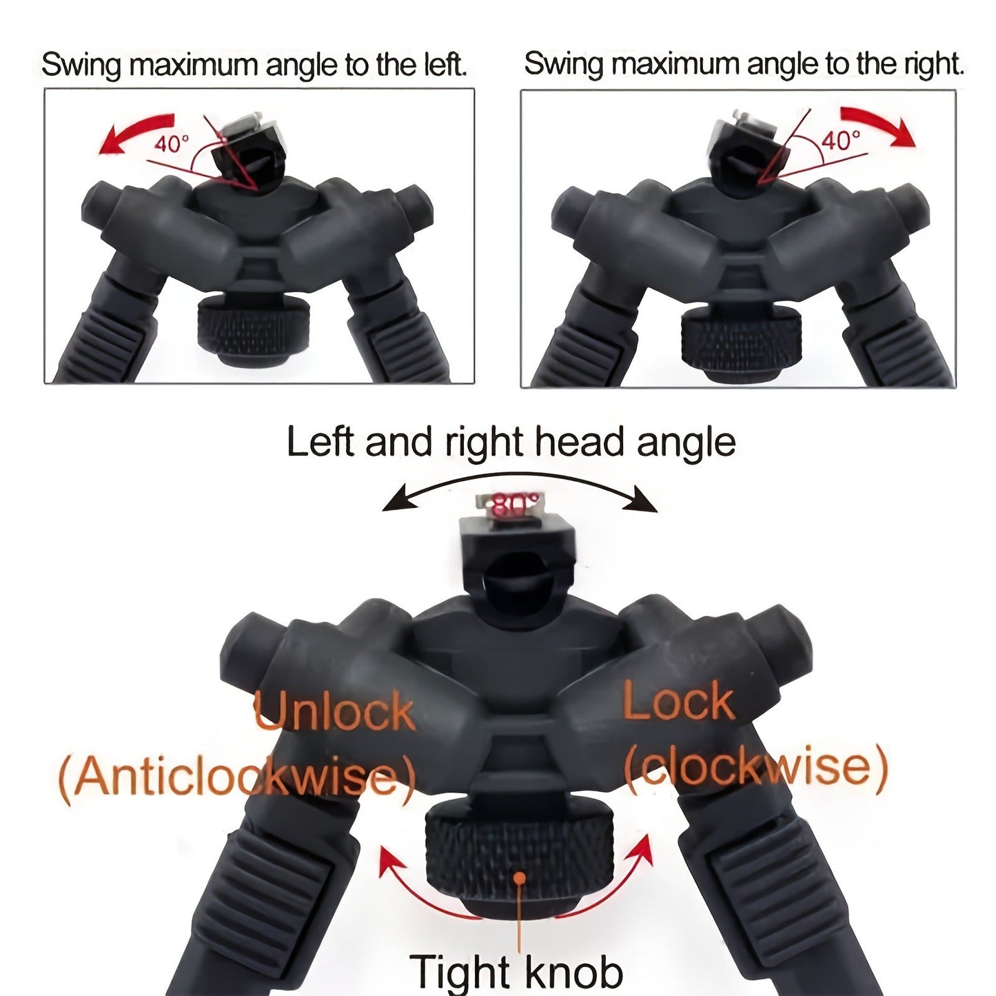M-LOK Bipod Lightweight Aluminum Alloy Foldable Adjustable Rifle Bipod for Hunting Shooting AR15 M4 Tactical Rifle Non-Slip Rubber Feet