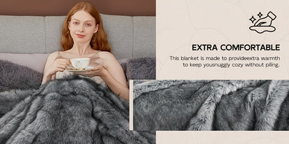 Faux Fur Throw Blanket 1060GSM Luxury – Super Soft Reversible Plush Mink Blanket for Bed Couch Sofa, Oversized Heavy Weight Cozy Blanket