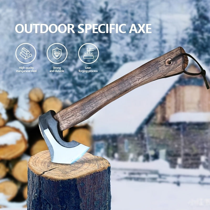 Splitting Axe Forged Carbon Steel 15.6-Inch with Handcrafted Wooden Grip, Professional Backyard Hatchet for Wood Chopping