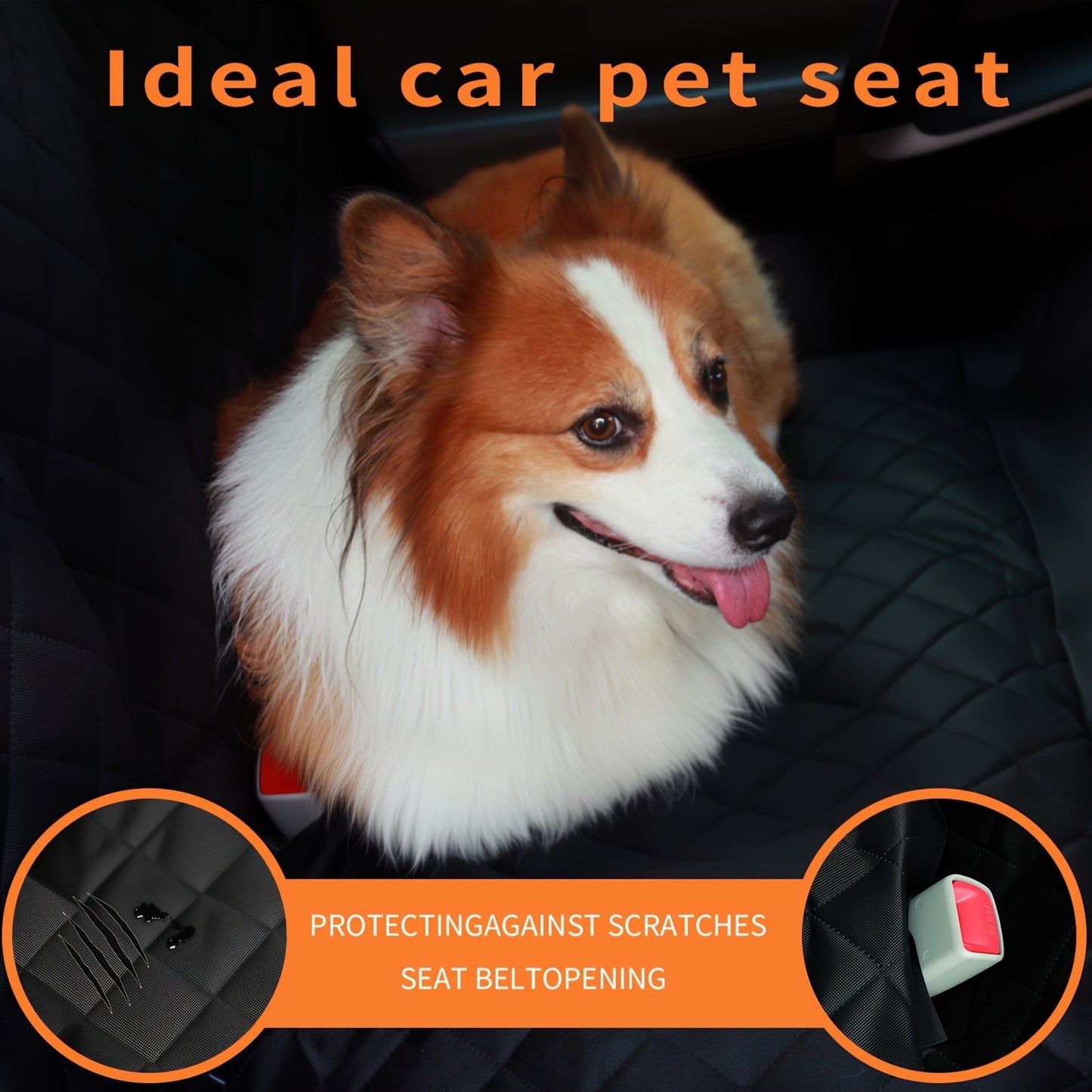 Dog Car Seat Cover for Back Seat – Waterproof Oxford & TPU Pet Seat Protector with Anti-Slip Base, Side Flaps
