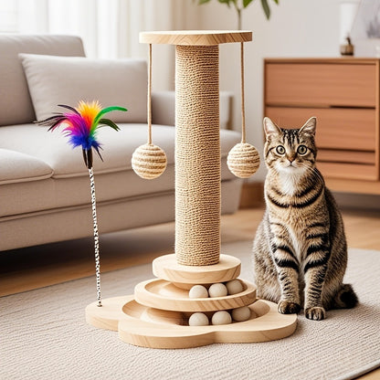 Cat Scratching Post Sisal Vertical Scratcher – Solid Wood Base, Wear-Resistant Rope, Multiple Styles: Standard, Mushroom & Dolphin Shapes