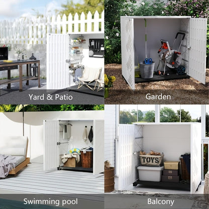 Outdoor Storage Cabinet with Doors & Metal Shelves, for Garden, Patio and Yard Use, with the Listed Configuration