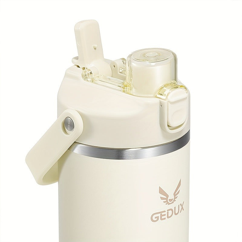 GEDUX Stainless Steel Water Bottle with Handled Lid and Removable Cup in 32oz or 40oz and Nine Styles
