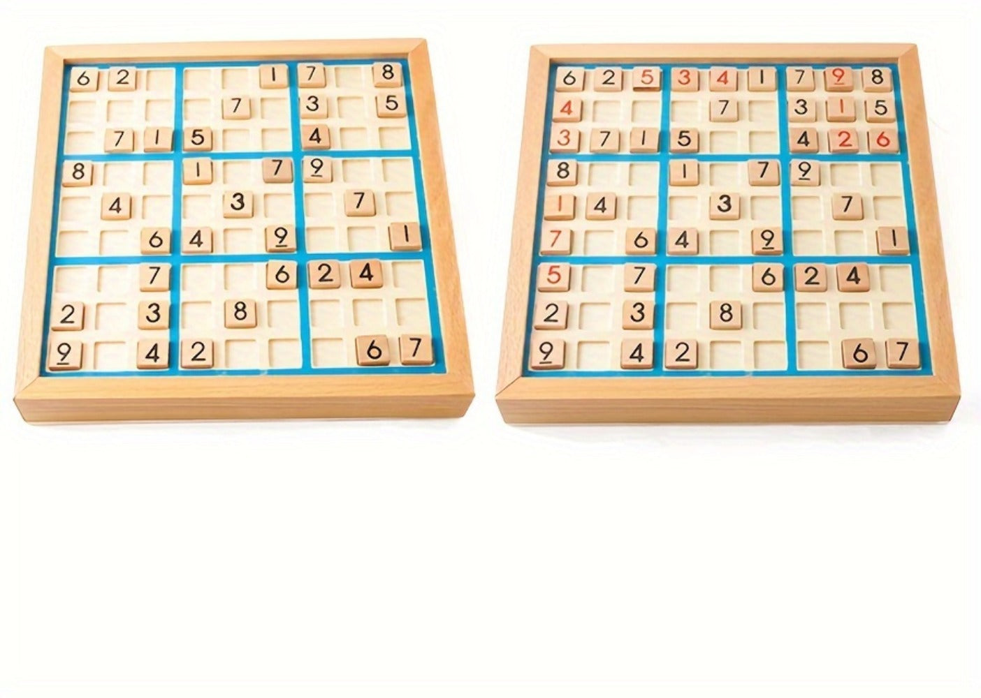 Wooden Sudoku Board Game for Kids & Adults, Logic Brain Teaser Puzzle with Challenge Cards, Number Thinking Educational Family Game
