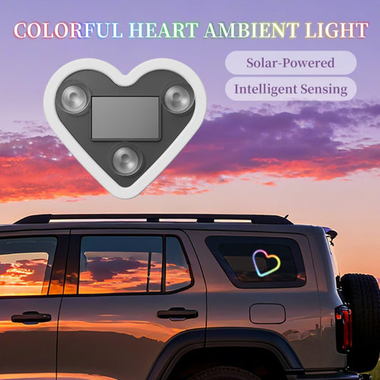 Car Interior Neon Heart Lights Solar USB Rechargeable 5 Lighting Modes Vibration-Sensing Auto On/Off Dashboard Decoration for Cars Trucks