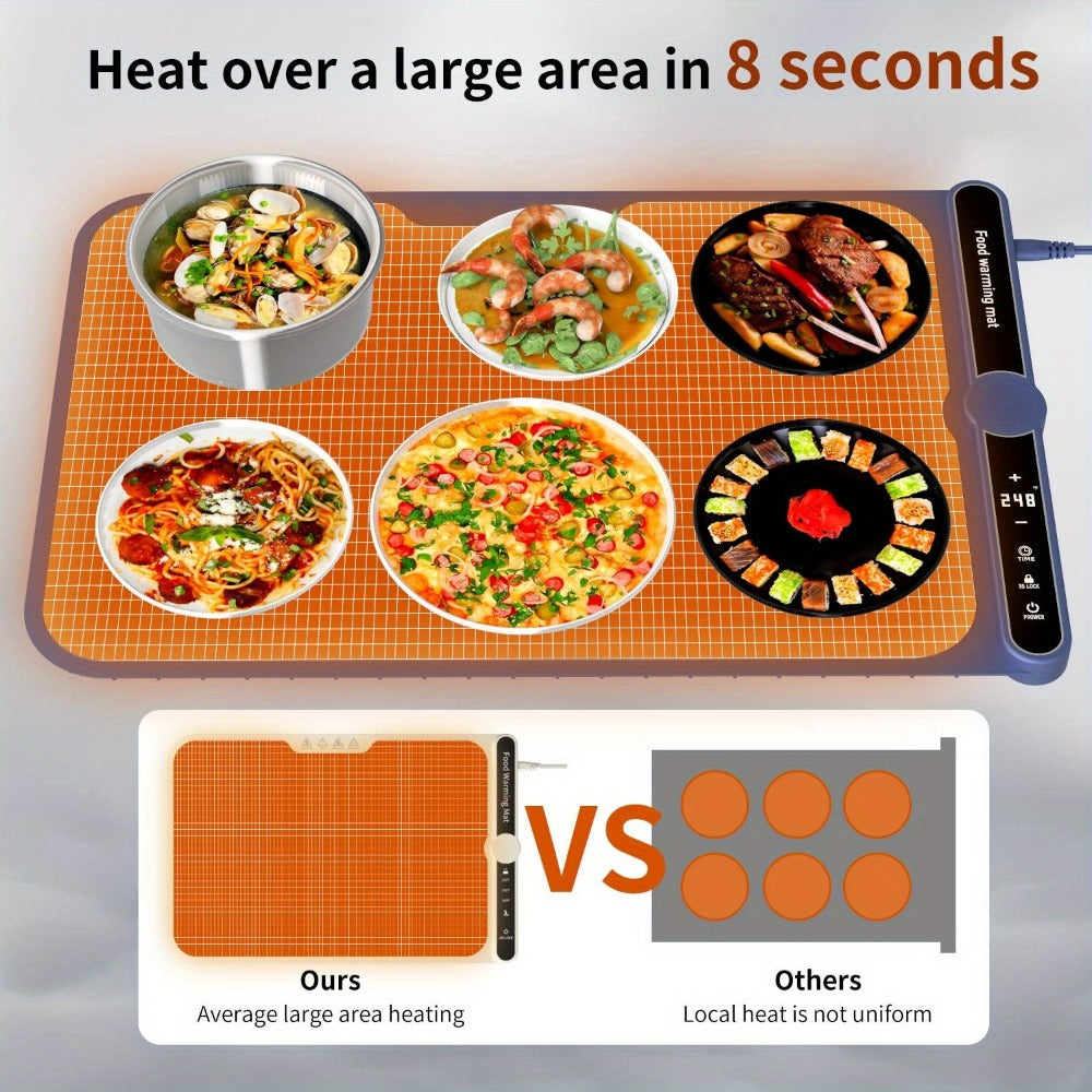 Electric Food Warming Mat with 6 Temperature Levels & Timer for Entryways, Bedrooms and Living Spaces