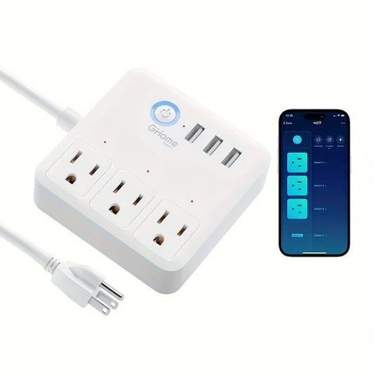 Smart Power Strip WiFi with 3 Individually Controlled Outlets & 3 USB Ports, GHome Surge Protector
