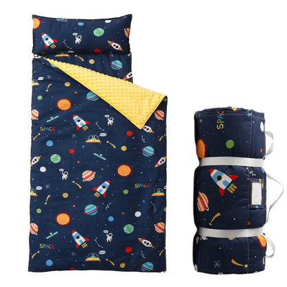 Kids Nap Mat Roll-Up Sleeping Mat for Daycare & Travel - 100% Polyester, Fun Prints for Entryways, Bedrooms and Living Spaces