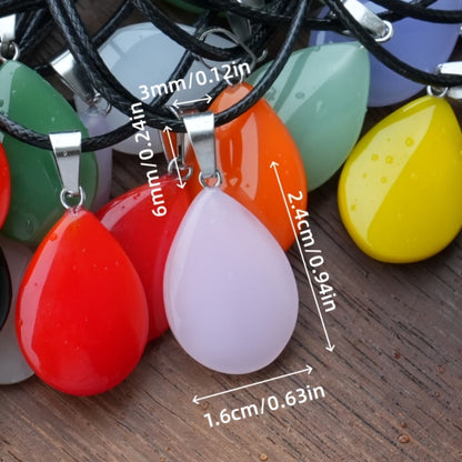 Crystal Pendant Necklace Set 40-Pack – Multicolor Water Droplet Artificial Crystal Pendants with Faux Leather Cord