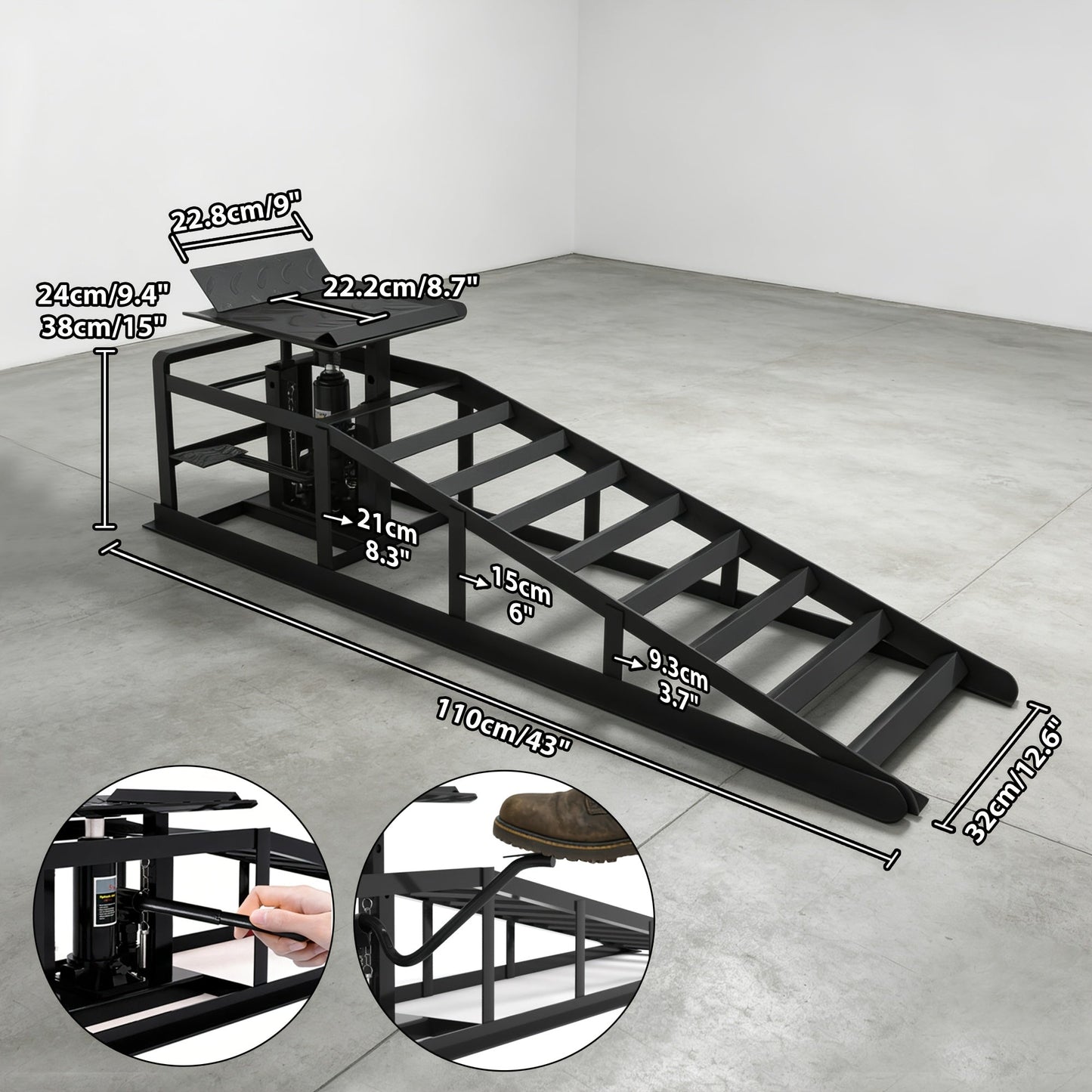Hydraulic Car Ramps 2-Pack 5T High Lift Vehicle Wheel Ramps for Oil Change Tire Service for Entryways, Bedrooms and Living Spaces