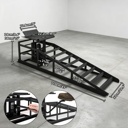 Hydraulic Car Ramps 2-Pack 5T High Lift Vehicle Wheel Ramps for Oil Change Tire Service for Entryways, Bedrooms and Living Spaces