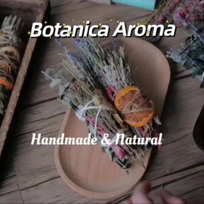 Rosemary Cinnamon Dried Flower Bundles 5pcs, Handmade Aromatic Home Decor Sticks with Bay Leaves & Daisies
