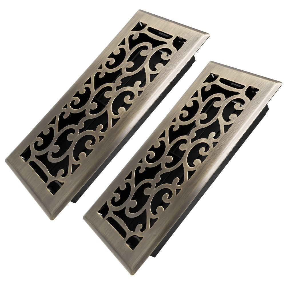 Floor Vent Register Cover 4x10 Inch Walkable Steel Decorative Air Vent Grille Adjustable for Entryways, Bedrooms and Living Spaces