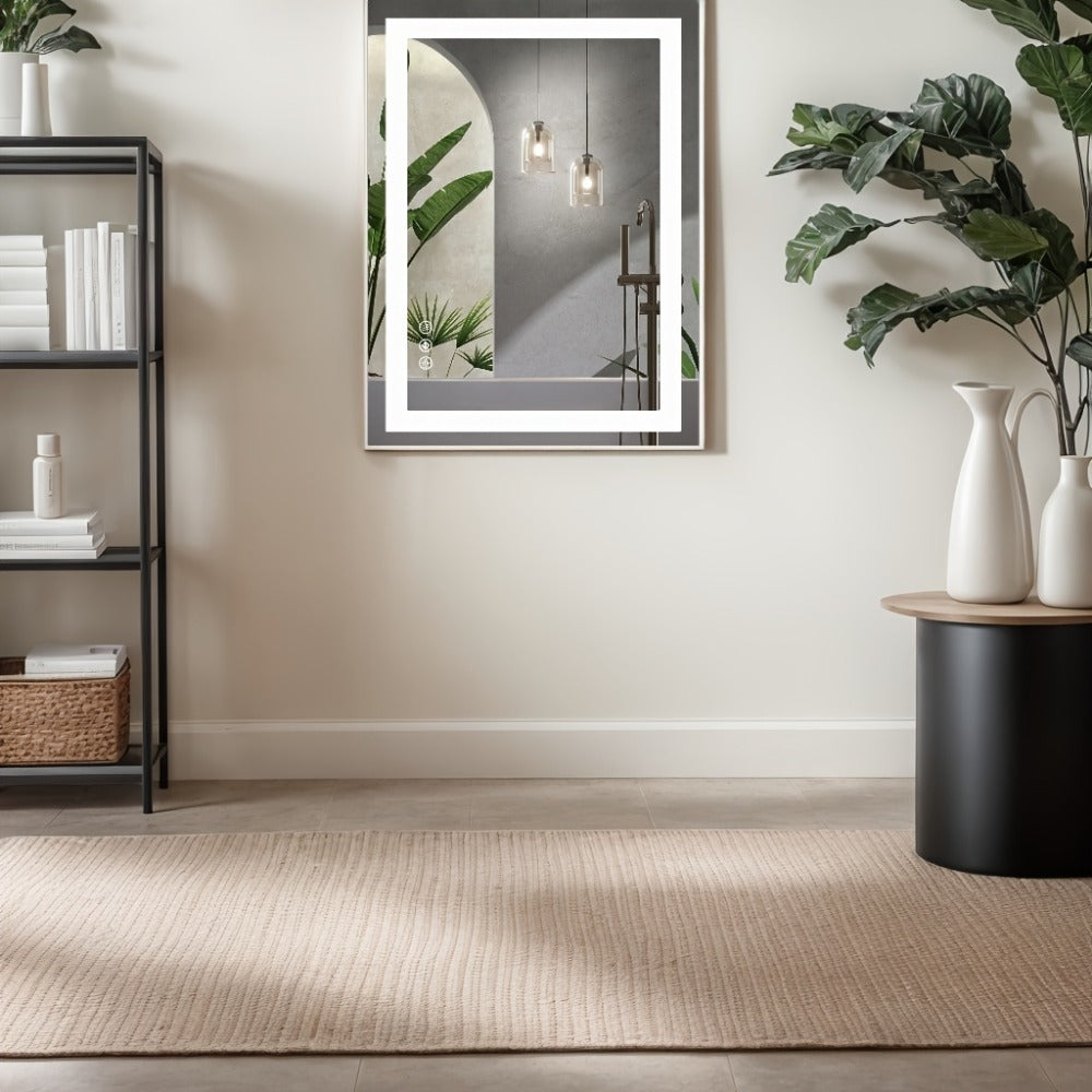 LED Bathroom Mirror with Anti-Fog, Dimmable Vanity Mirror, 3 Color Lighting Modes, Dual Light, Wall Mounted Horizontal or Vertical