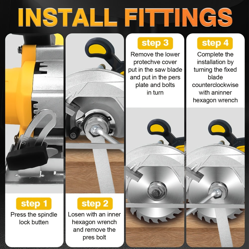 Brushless Circular Saw Kit 5-Inch 6900RPM with 4000mAh Battery Charger 4 Blades 45 Degree for Entryways, Bedrooms and Living Spaces