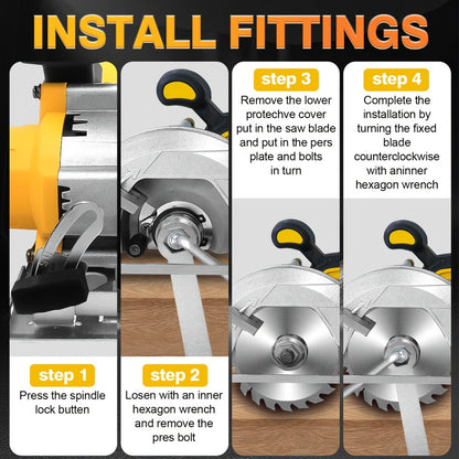 Brushless Circular Saw Kit 5-Inch 6900RPM with 4000mAh Battery Charger 4 Blades 45 Degree for Entryways, Bedrooms and Living Spaces