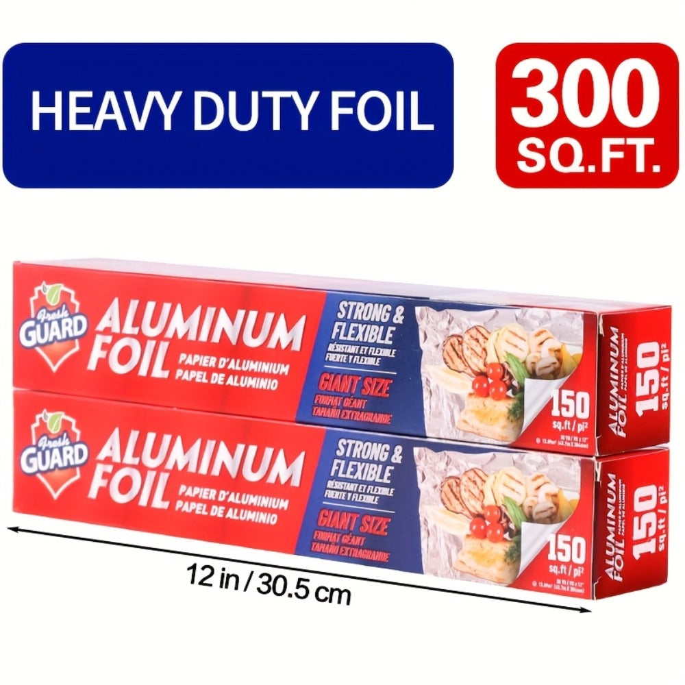 Aluminum Foil Roll 12 Inch Wide Restaurant Grade, Food Safe Disposable Wrapping for Burritos, Hot Dogs & Sandwiches