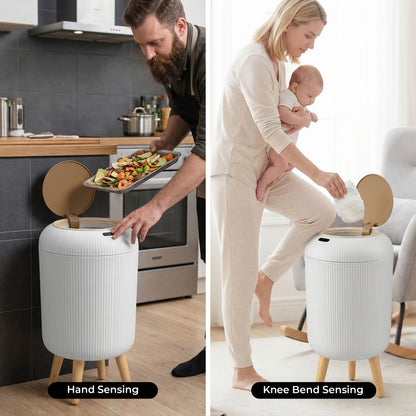 Trash Can Touchless Motion Sensor Garbage Can with Lid 2-Pack 2.64 Gal & 3.17 Gal Smart for Home Cooking, Dining and Outdoor Meals