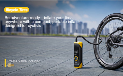 OLGEO M9 180 PSI Cordless Tire Inflator with 8000mAh Battery, Digital Gauge, LED Light and Nozzle Set