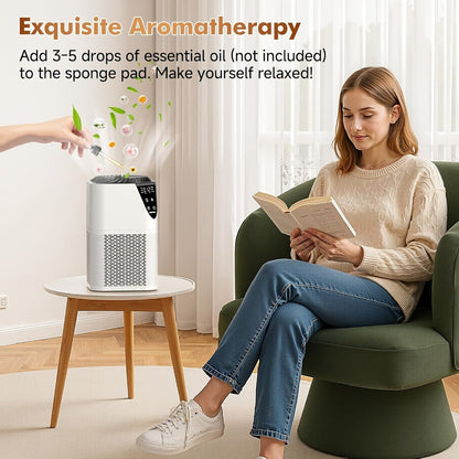 Air Purifier with H13 HEPA Filter, 1076 Sq Ft Coverage, 25dB Mode, Aroma Diffuser and Night Light