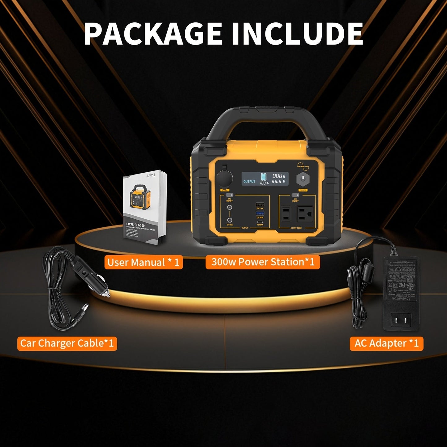 Portable Power Station 294Wh 300W with 600W Peak, Eight Outputs, AC, DC, USB-C and LED Light