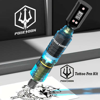 Tattoo Pen Kit Complete Beginner Set - Wireless Battery Tattoo Pen 1400mAh LCD Screen, 10pcs Cartridge Needles