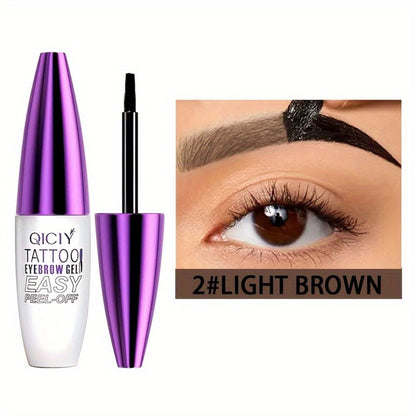 Eyebrow Tint Gel 4-Pack Semi-Permanent Tattoo Brow Gel Peel-Off, with Plant-Based Squalane, 4 Shades for All Skin Types