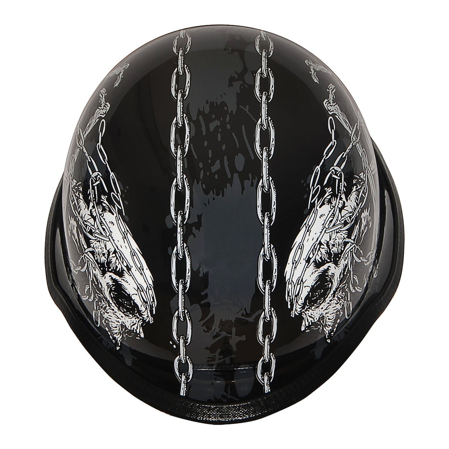 German Style Motorcycle Half Face Helmet – Novelty Skull & Carbon Fiber Design, UV Glossy Finish, Removable Washable Padding