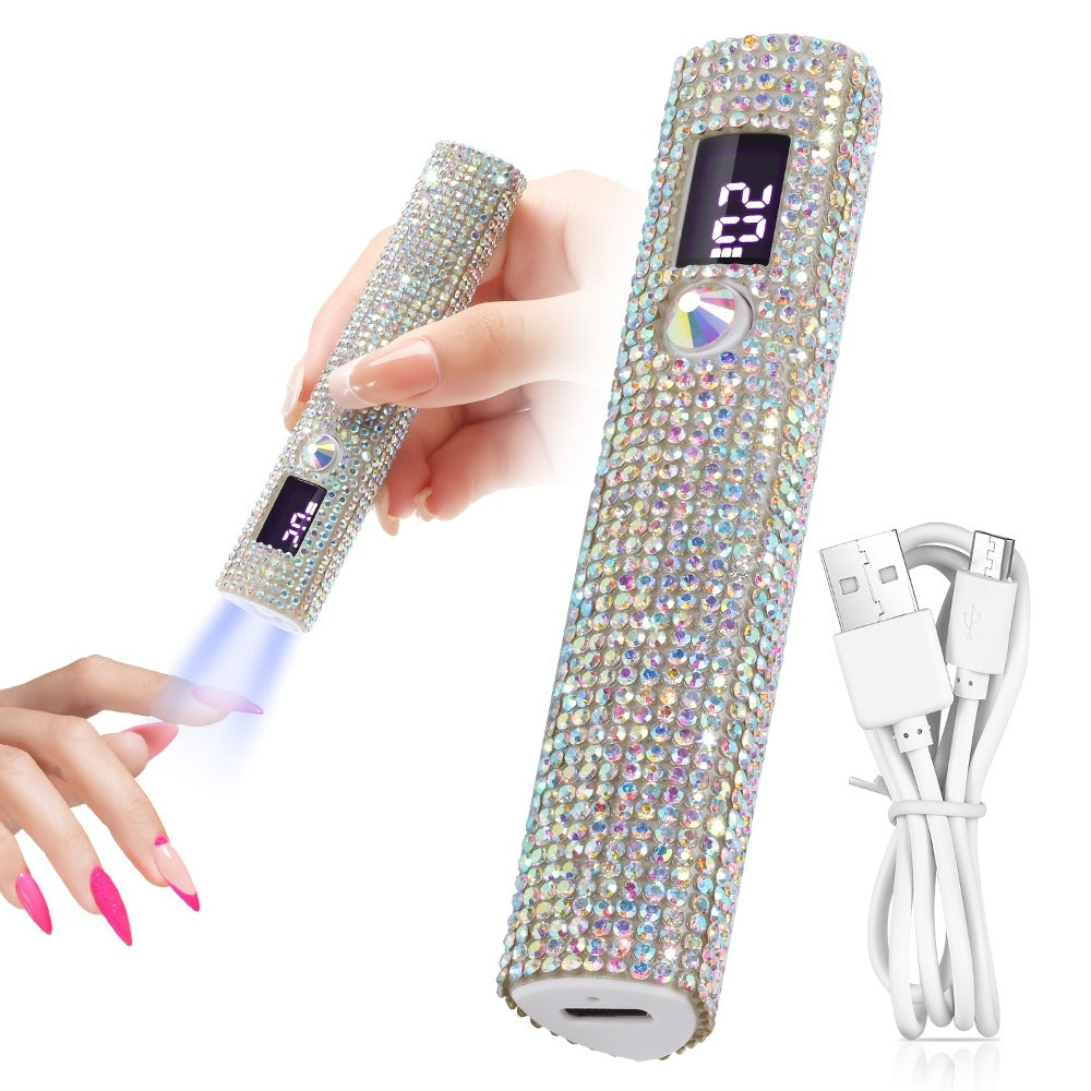 Rechargeable Single Finger LED Nail Lamp UV Gel Curing Light 365nm 405nm Dual Wavelength Rhinestone