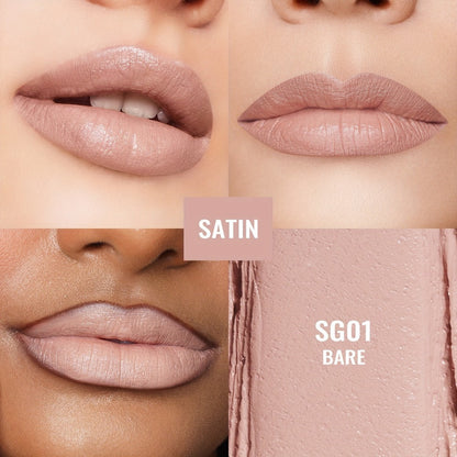 Oulac Nude Satin Lipstick Set 12g Each – Lightweight Moisturizing Full Coverage Cream-to-Satin Formula, Skin-Flattering Nude Lip Color