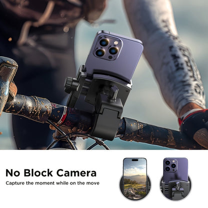 Motorcycle Phone Mount Handlebar Quick Lock – Universal Bike Phone Holder for 4"-7" Phones, No-Block Camera Design