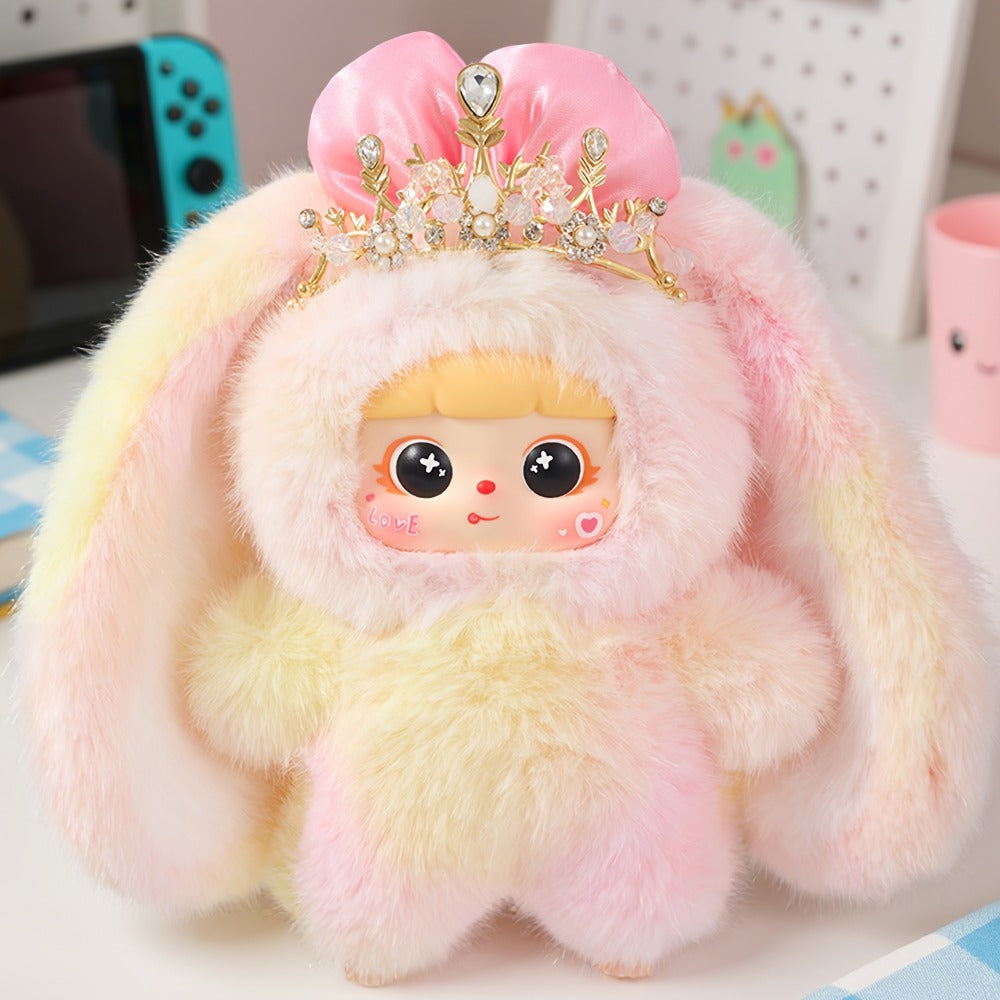 Plush Toy Kawaii Rabbit with Detachable Face Panel and Assorted Character Styling for Display