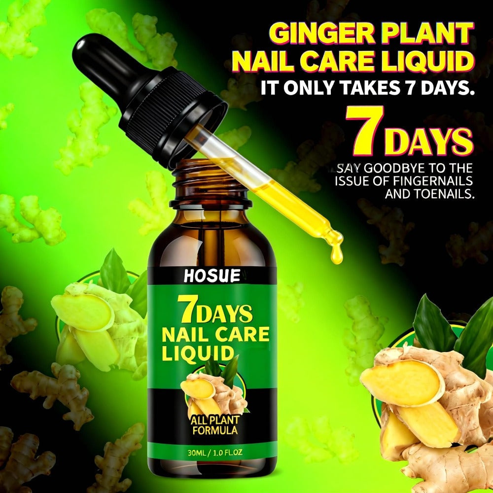 Ginger Nail Care Liquid 7-Day Repair 2-Piece Set 1.01oz Each – HOSUE Plant-Based Formula for Yellowing Gray Uneven Discolored Nails