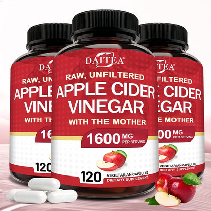 Apple Cider Vinegar Capsules 1600mg with Vitamin & Mineral Blend, Digestion for Bath Time, Home Spa and Personal Care