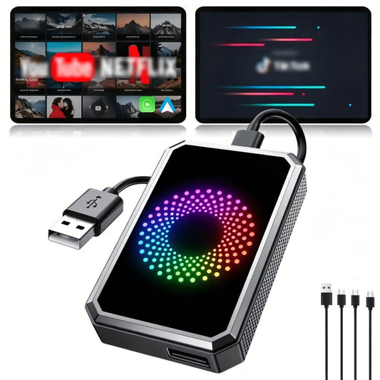 3-in-1 Wireless CarPlay Adapter Magic Media Box with Netflix YouTube TikTok Streaming & USB Port