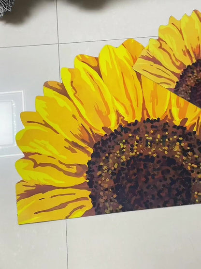 Sunflower Floral Bathroom Mat Super Bath Rug Diatom Mud Shower Mat Easy Clean Rubber Backed Floor Mat for Tub Shower Home Decor