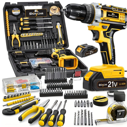 21V Cordless Drill Set Electric Drill Driver Kit with Lithium Battery Screwdriver Bits Hand for Entryways, Bedrooms and Living Spaces