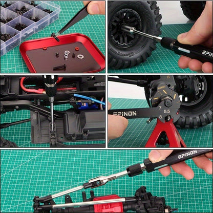 RC Car Maintenance Stand Tool Kit EPINON 360° Rotating Work Stand 520PCS Screw Set Aluminum Screwdriver Bits Compatible with 1/8 1/10 1/12