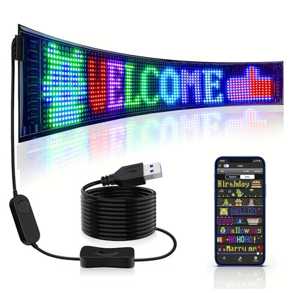 Programmable Flexible LED Matrix Panel Sign, App & Radio Controlled, Dynamic Scrolling Text Pattern & Animation
