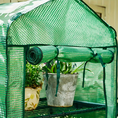 Mini Greenhouse with Steel Frame & Roll-Up Zipper Door, Portable Indoor Outdoor Plant Greenhouse