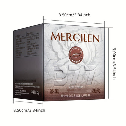 MERCILEN 377 Eye Cream, 25g Brown-and-Silver Cosmetic Jar with Included Metal Applicator Spoon
