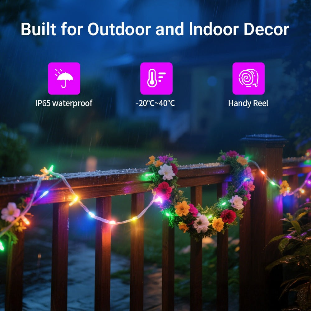 String Lights, RGB App-and-Remote-Control Fairy Lights with Music Sync, USB Power, IP65 Rating and Three Length Options