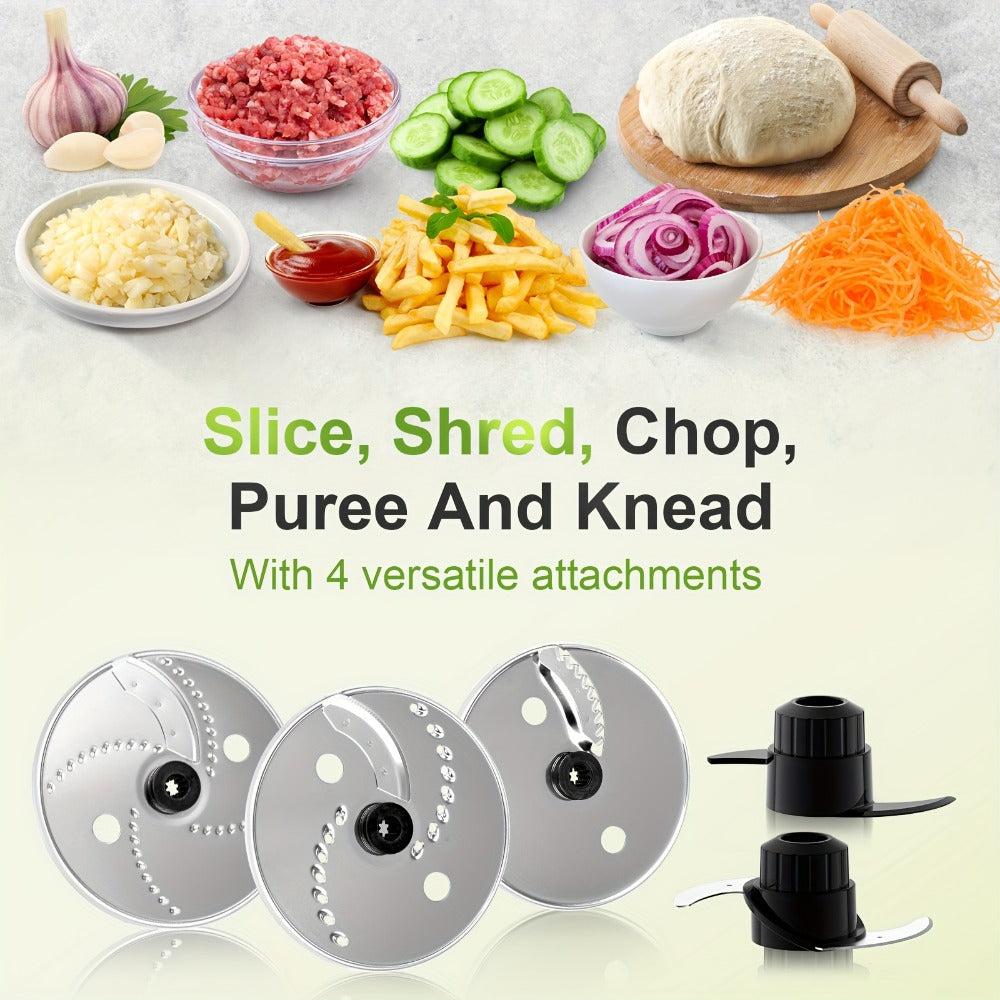 Food Processor 600W 6-in-1 Electric Food Chopper 12-Cup Bowl for Chopping Mincing Dicing for Entryways, Bedrooms and Living Spaces