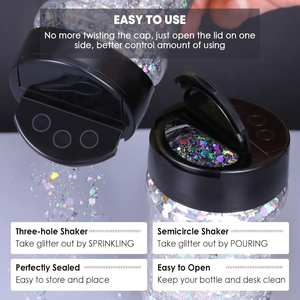 Holographic Chunky Glitter Set 4 Boxes 200g – Laser Diamond Metallic Hexagonal Flakes for Epoxy Resin, Tumblers, Scrapbooking