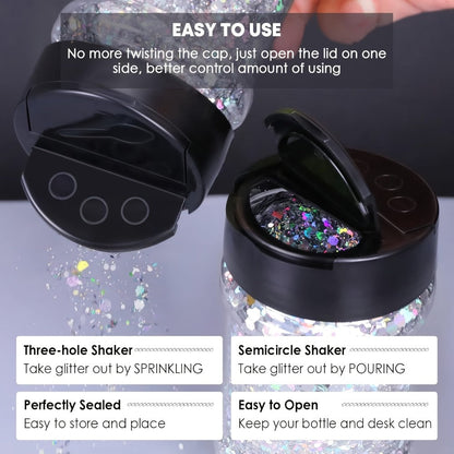 Holographic Chunky Glitter Set 4 Boxes 200g – Laser Diamond Metallic Hexagonal Flakes for Epoxy Resin, Tumblers, Scrapbooking